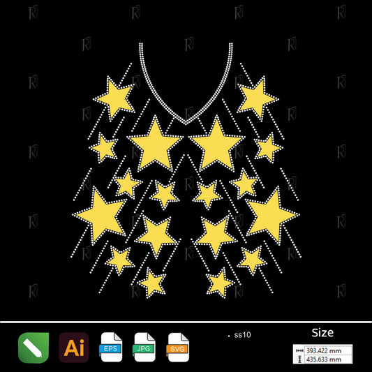 Falling Stars Rhinestone Top – Premium Rhinestone Design by Rhinestone1