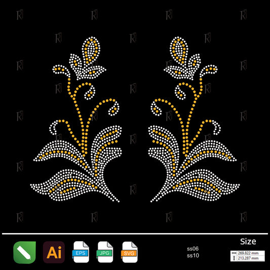 Golden Floral Sprout Rhinestone – Premium Rhinestone Design by Rhinestone1