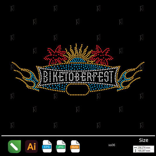 Biketoberfest Flames Rhinestone – Premium Rhinestone Design by Rhinestone1