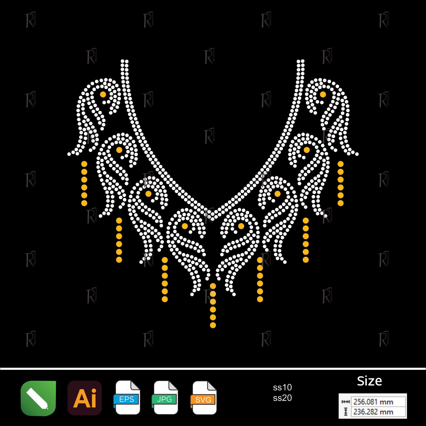 Regal Feather Necklace Rhinestone Design – Premium Rhinestone Design by Rhinestone1