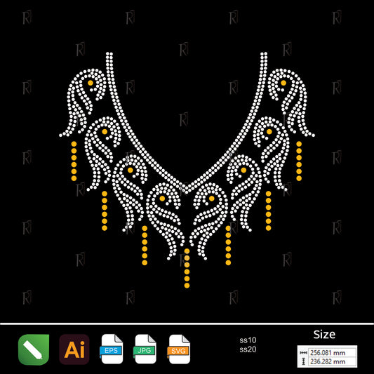 Regal Feather Necklace Rhinestone Design – Premium Rhinestone Design by Rhinestone1