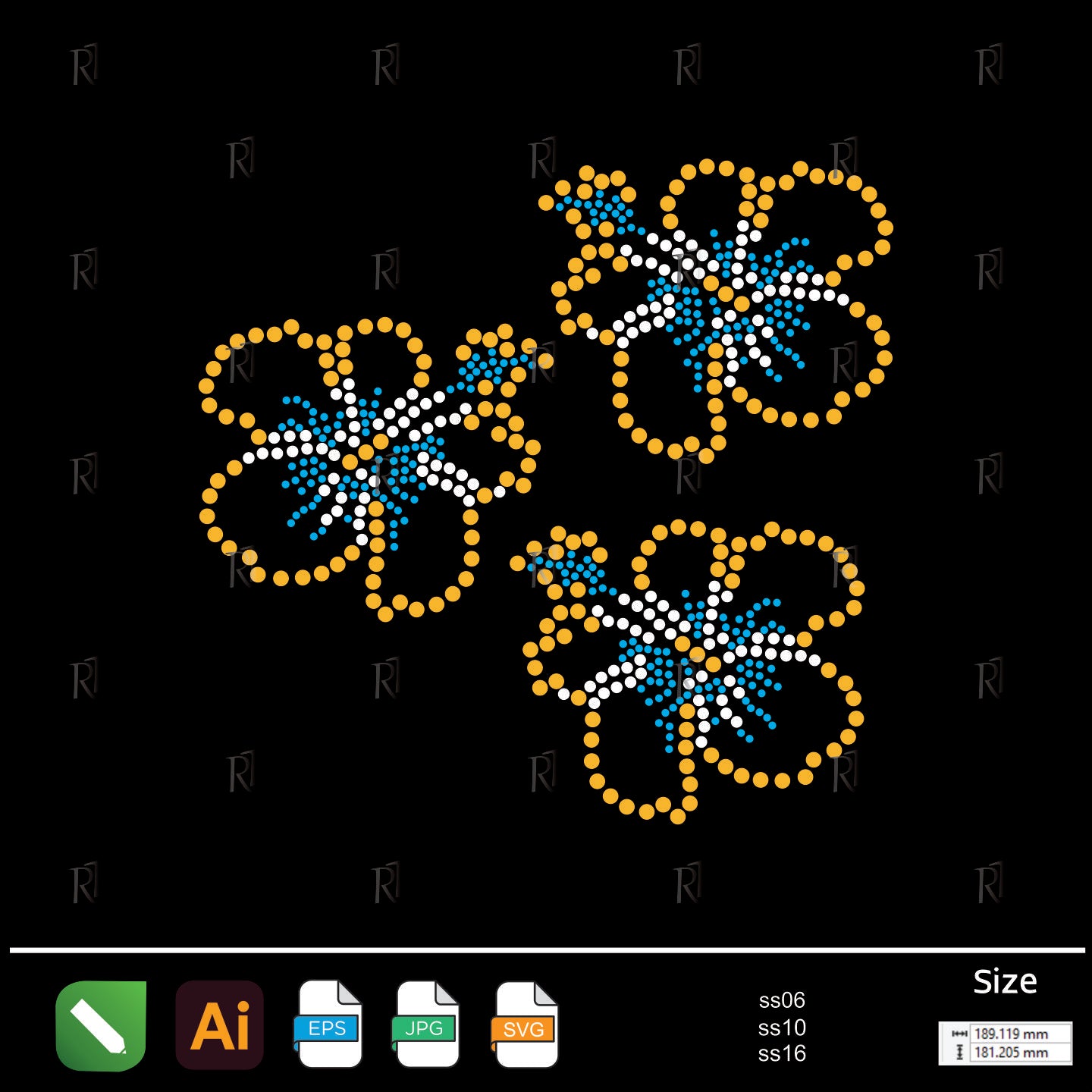 Tropical Hibiscus Flowers Rhinestone – Premium Rhinestone Design by Rhinestone1