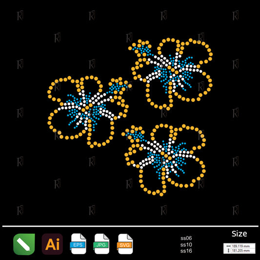 Tropical Hibiscus Flowers Rhinestone – Premium Rhinestone Design by Rhinestone1