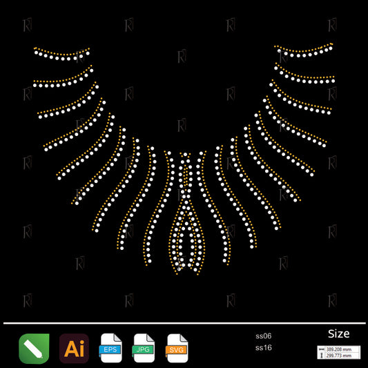 Golden Wave Necklace Rhinestone – Premium Rhinestone Design by Rhinestone1