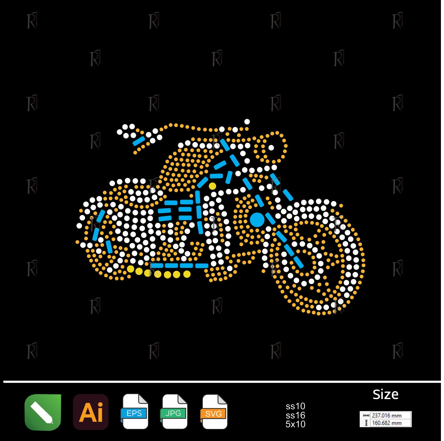 Classic Motorcycle Rhinestone Design – Premium Rhinestone Design by Rhinestone1