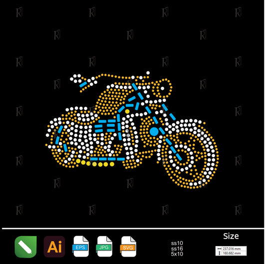 Classic Motorcycle Rhinestone Design – Premium Rhinestone Design by Rhinestone1