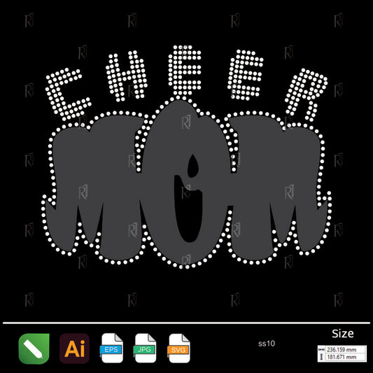 Cheer Mom Bold Text Rhinestone – Premium Rhinestone Design by Rhinestone1