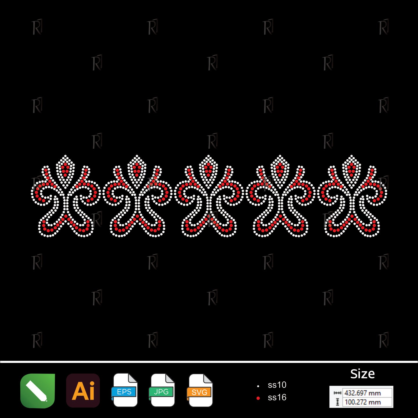 Red Petal Border Rhinestone – Premium Rhinestone Design by Rhinestone1