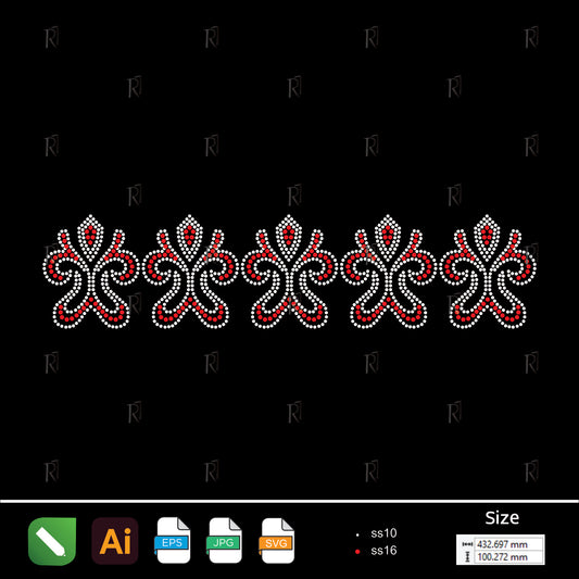 Red Petal Border Rhinestone – Premium Rhinestone Design by Rhinestone1