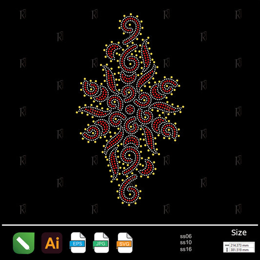 Fiery Swirl Fusion Rhinestone – Premium Rhinestone Design by Rhinestone1