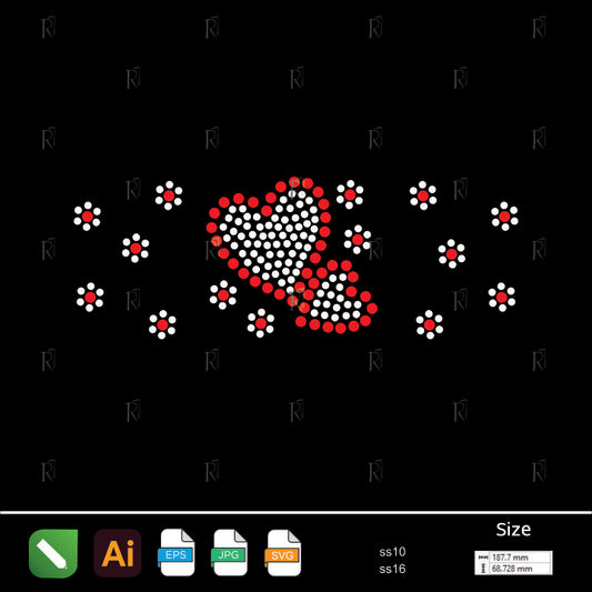 Double Heart & Blossoms Rhinestone – Premium Rhinestone Design by Rhinestone1