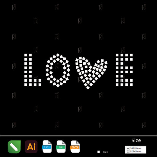 Geometric Love Text Rhinestone Design – Premium Rhinestone Design by Rhinestone1