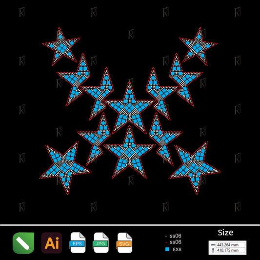 Sparkling Starburst Cluster – Premium Rhinestone Design by Rhinestone1