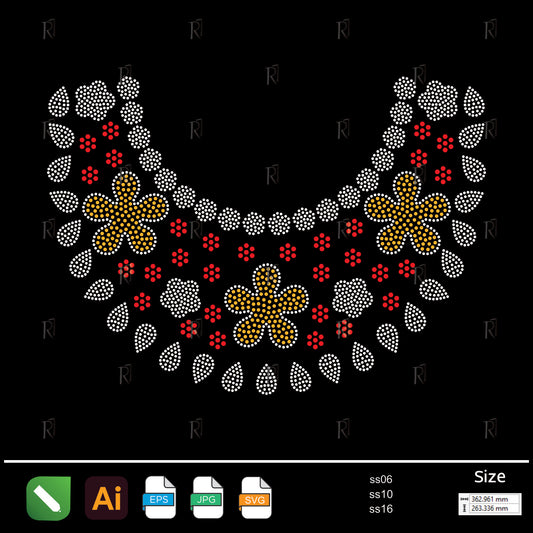 Floral Collar Necklace Rhinestone – Premium Rhinestone Design by Rhinestone1