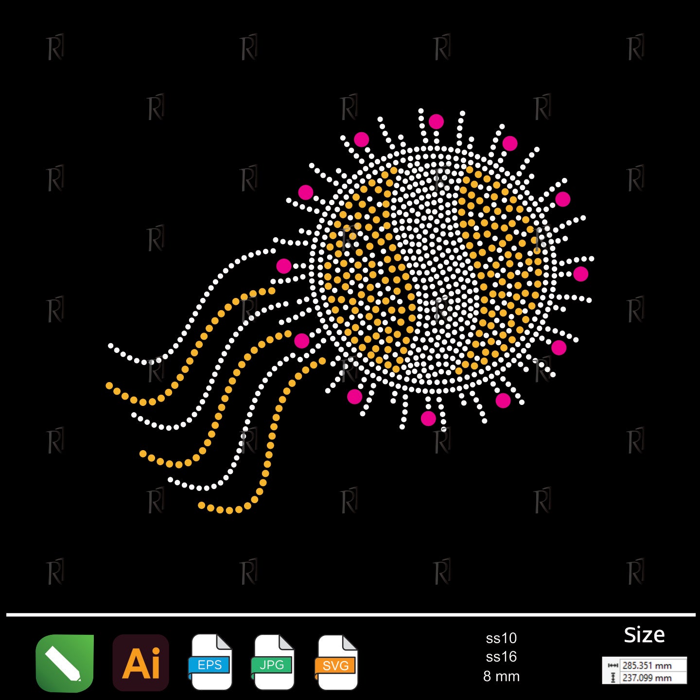 Radiant Sun Waves Rhinestone – Premium Rhinestone Design by Rhinestone1