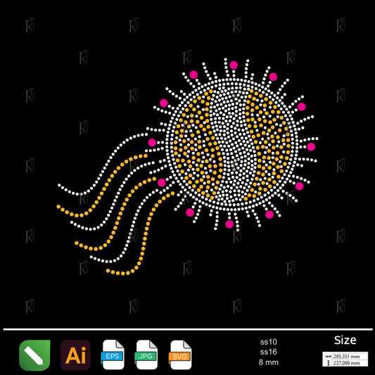 Radiant Sun Waves Rhinestone – Premium Rhinestone Design by Rhinestone1