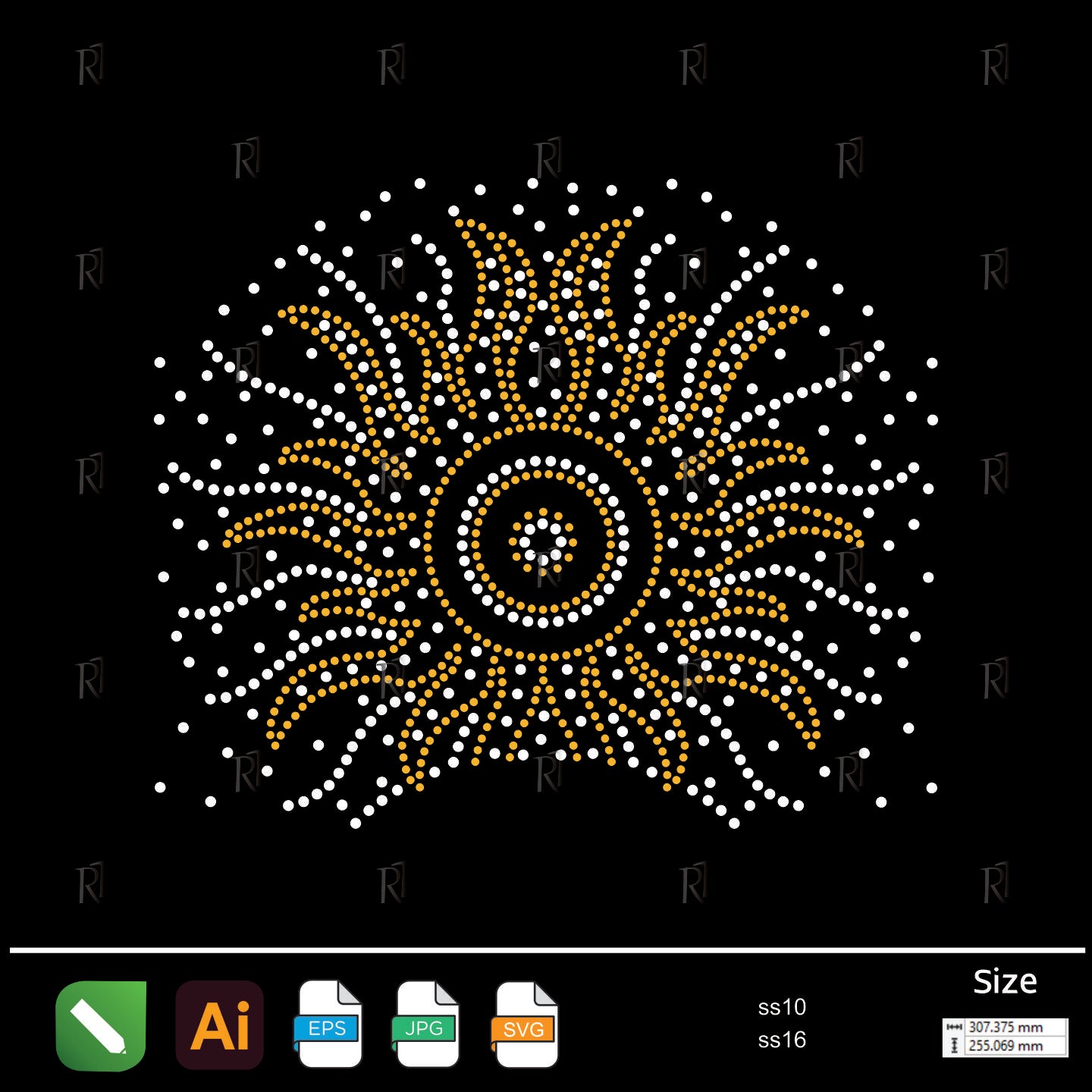 Golden Sunburst Rhinestone – Premium Rhinestone Design by Rhinestone1
