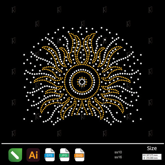 Golden Sunburst Rhinestone – Premium Rhinestone Design by Rhinestone1