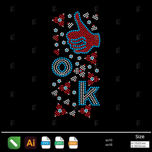 OK Hand Sign Rhinestone – Premium Rhinestone Design by Rhinestone1