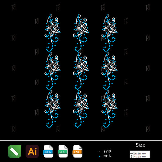 Floral Vine Rhinestone Repeat Pattern – Premium Rhinestone Design by Rhinestone1