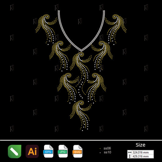 Cascading Ornamental Rhinestone Necklace – Premium Rhinestone Design by Rhinestone1