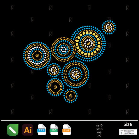 Circular Mandala Clusters Rhinestone – Premium Rhinestone Design by Rhinestone1