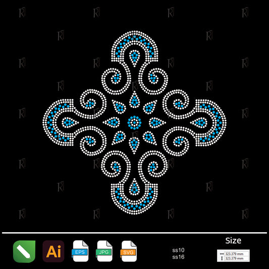 Ocean Breeze Swirl – Premium Rhinestone Design by Rhinestone1