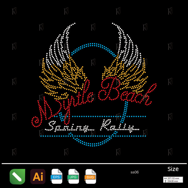 Winged Lettering Rhinestone – Premium Rhinestone Design by Rhinestone1
