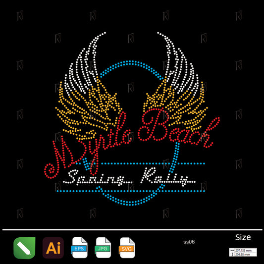 Winged Lettering Rhinestone – Premium Rhinestone Design by Rhinestone1