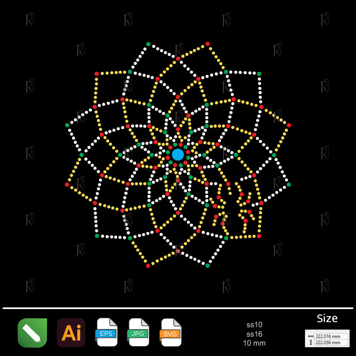 Geometric Star Mandala Rhinestone – Premium Rhinestone Design by Rhinestone1