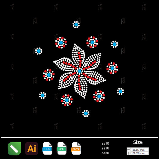 Sparkling Bloom Rhinestone Motif – Premium Rhinestone Design by Rhinestone1