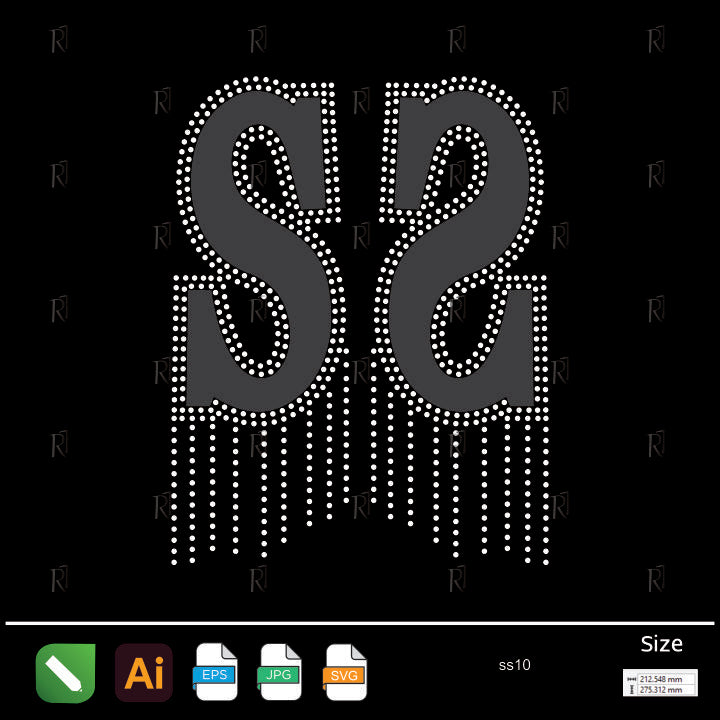 Double S with Drips Rhinestone – Premium Rhinestone Design by Rhinestone1