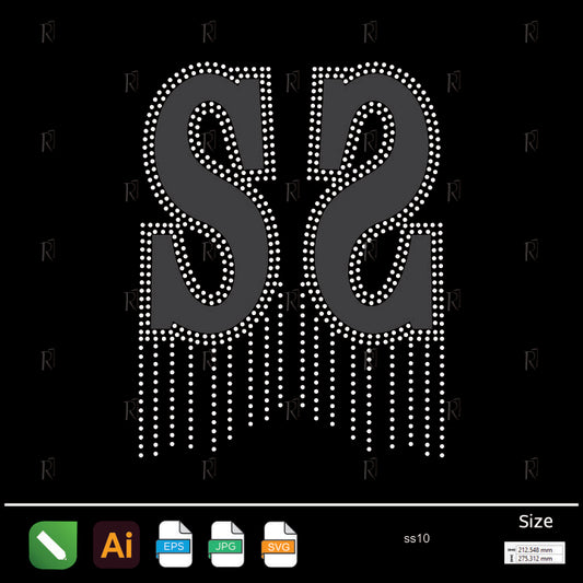 Double S with Drips Rhinestone – Premium Rhinestone Design by Rhinestone1