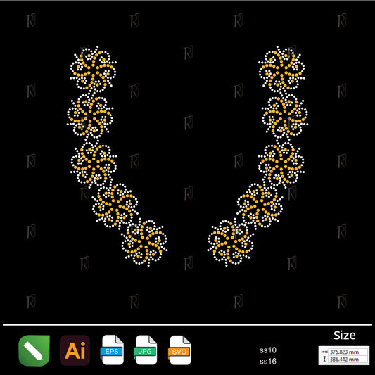 Golden Floral Garland Rhinestone – Premium Rhinestone Design by Rhinestone1