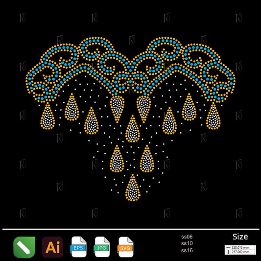Golden Rain Drops Rhinestone – Premium Rhinestone Design by Rhinestone1
