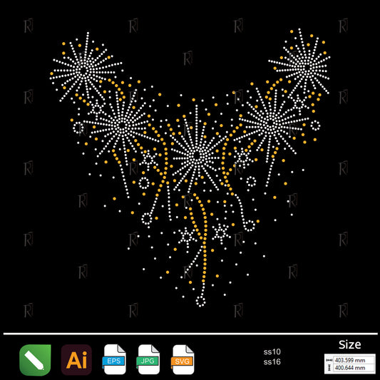 Firework Celebration Rhinestone – Premium Rhinestone Design by Rhinestone1