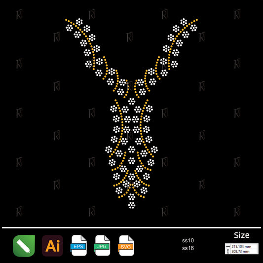 Floral Necklace Rhinestone1 – Premium Rhinestone Design by Rhinestone1