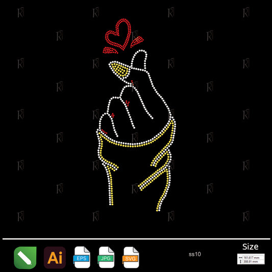 Korean Finger Heart Rhinestone – Premium Rhinestone Design by Rhinestone1