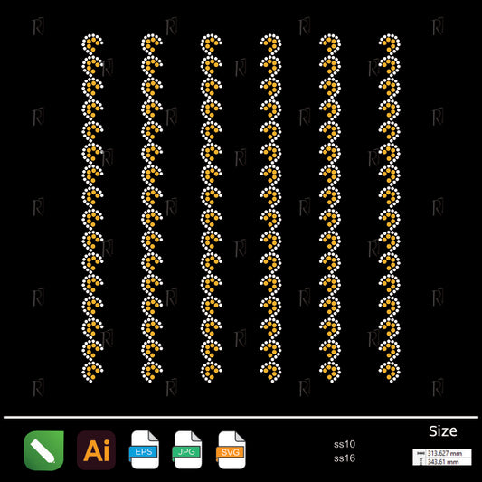 Golden S-Curve Border Rhinestone – Premium Rhinestone Design by Rhinestone1