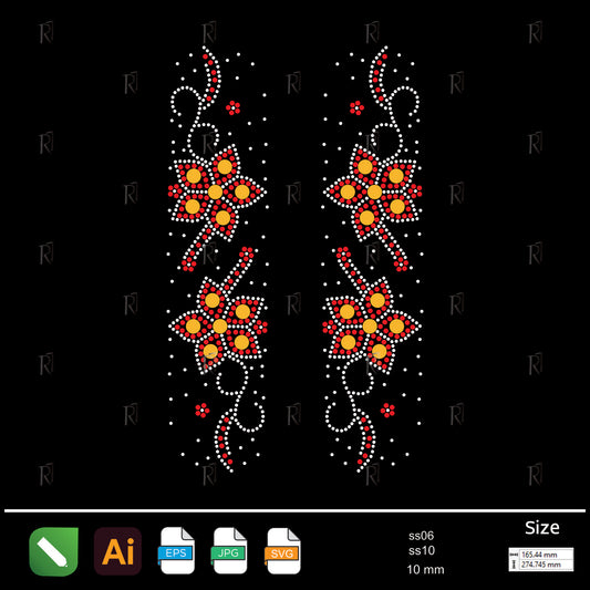 Side Floral Vine Rhinestone – Premium Rhinestone Design by Rhinestone1