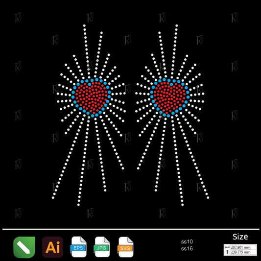 Radiant Twin Hearts Rhinestone – Premium Rhinestone Design by Rhinestone1