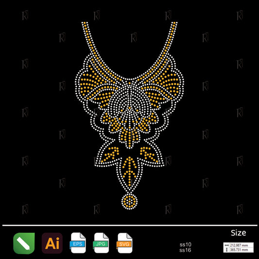 Royal Necklace Rhinestone Motif – Premium Rhinestone Design by Rhinestone1