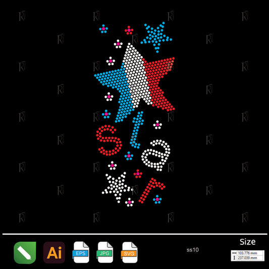 Tricolor Star Pattern Rhinestone – Premium Rhinestone Design by Rhinestone1