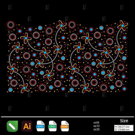 Colorful Floral Dots Pattern Rhinestone – Premium Rhinestone Design by Rhinestone1