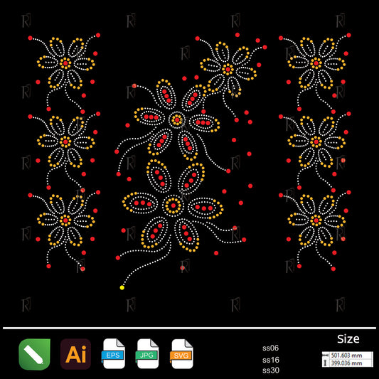 Colorful Floral Vine Rhinestone – Premium Rhinestone Design by Rhinestone1