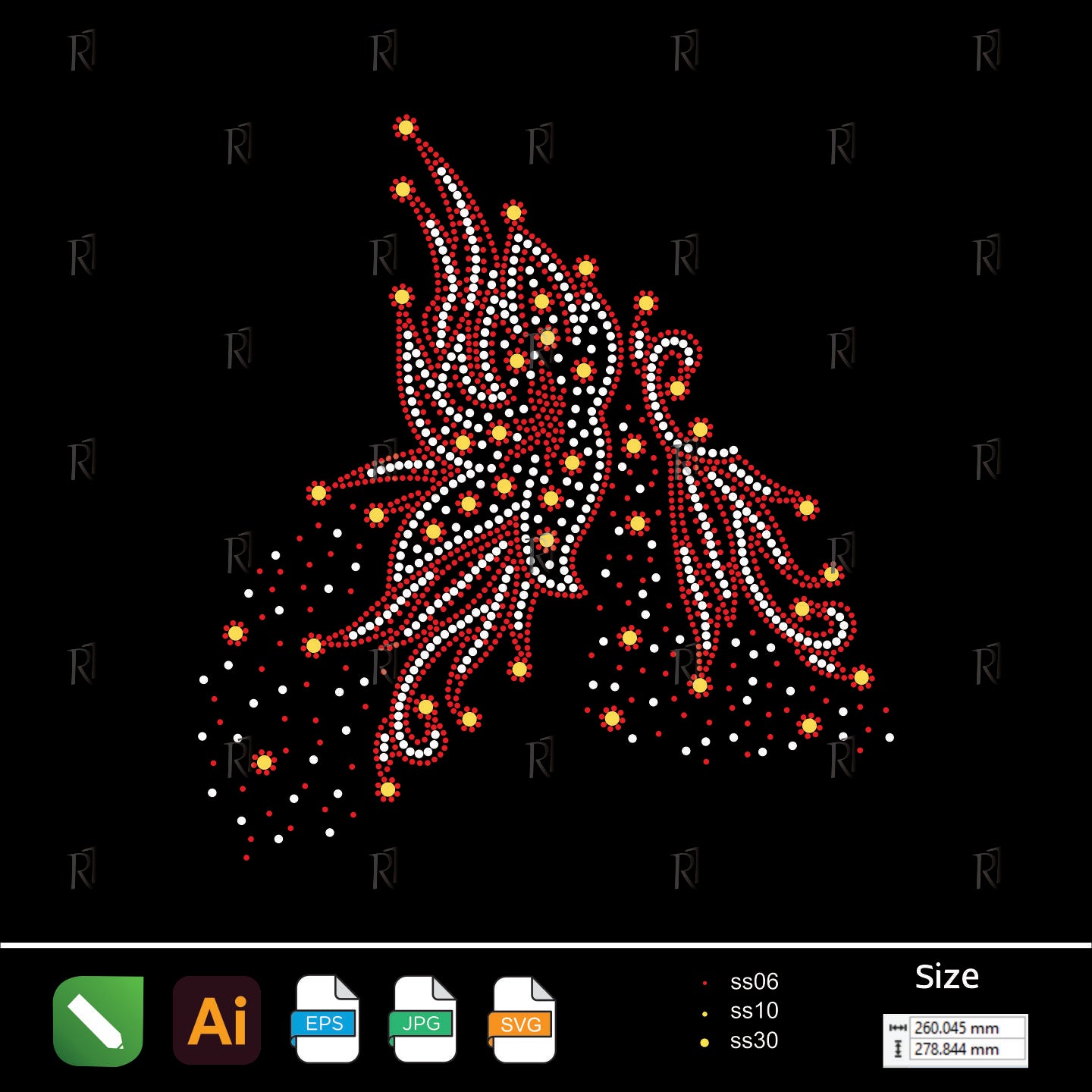 Phoenix Flame Wings – Premium Rhinestone Design by Rhinestone1