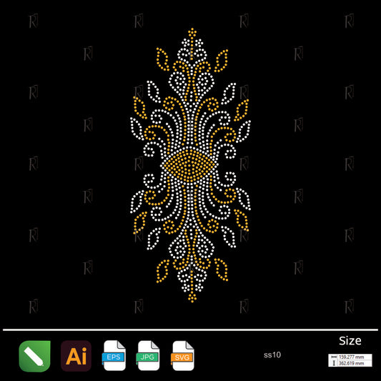 Elegant Leafy Ornament Rhinestone – Premium Rhinestone Design by Rhinestone1
