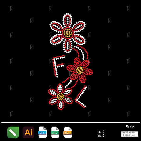 Red & White Triple Flower Rhinestone – Premium Rhinestone Design by Rhinestone1