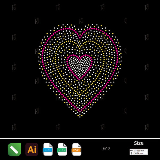Layered Hearts Rhinestone – Premium Rhinestone Design by Rhinestone1