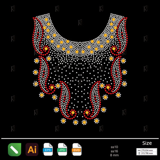 Wavy Floral Collar Rhinestone – Premium Rhinestone Design by Rhinestone1